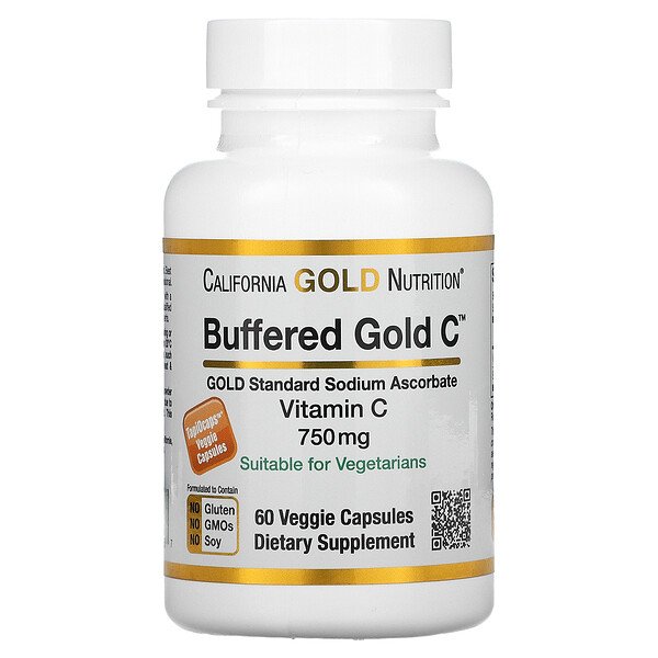 California Gold Nutrition, буферизованный витамин C, 750 мг, 60 капсул