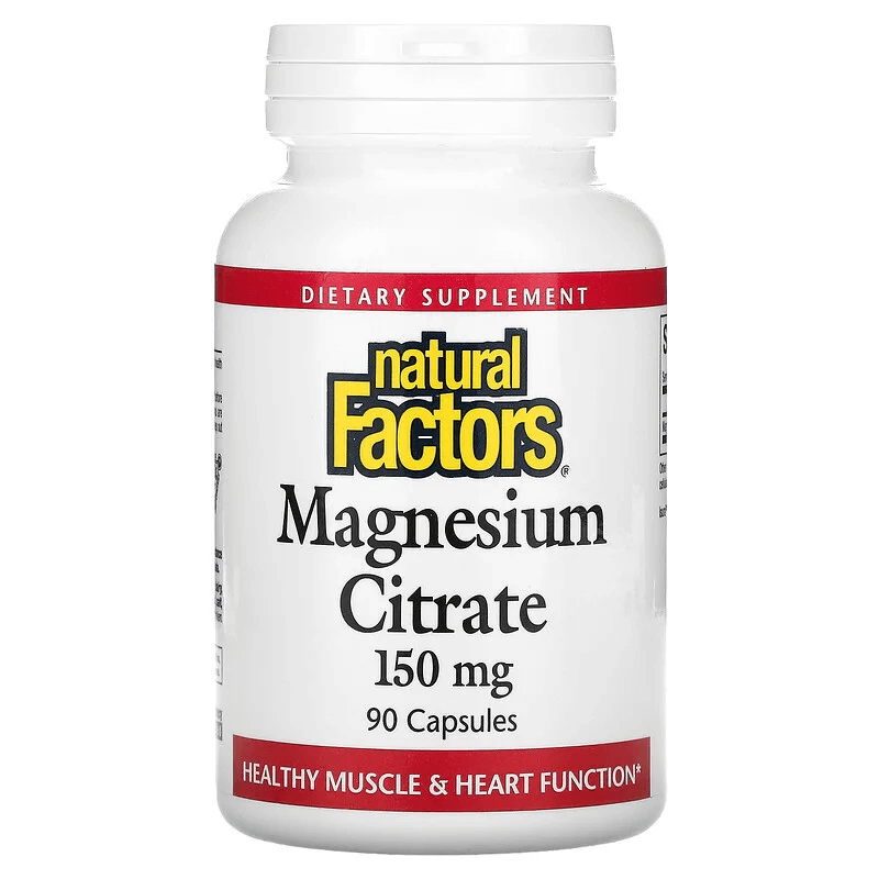 Natural Factors, Цитрат магния, 150 мг, 90 капсул
