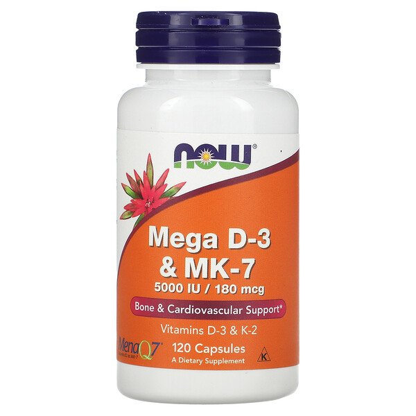 NOW Mega D-3 & MK-7 (5000 IU/180 mcg) 120 кап