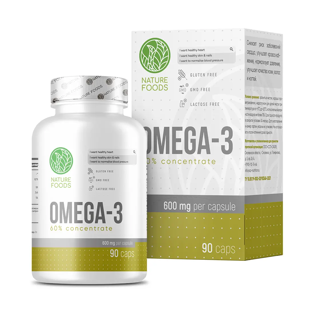 Nature Foods Omega-3 60% (EPA 330/DHA 220) 90 кап